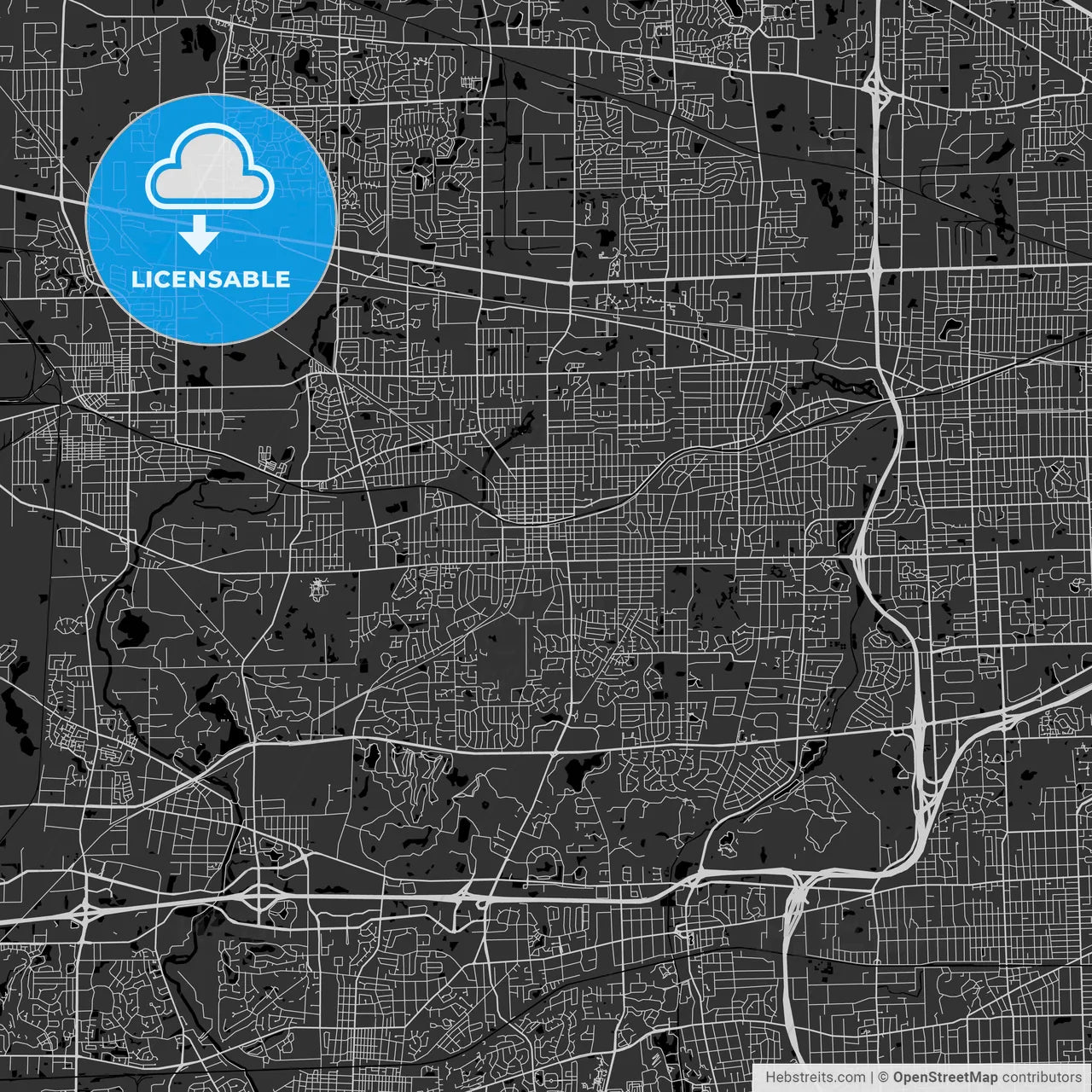 Wheaton, Illinois - Area Map - Dark
