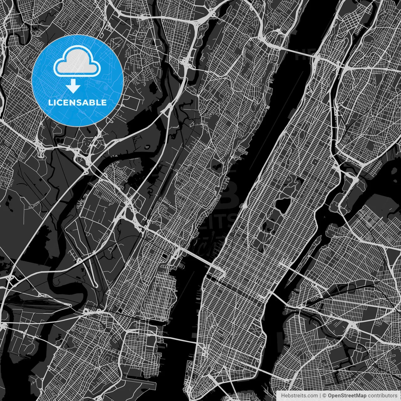 West New York, New Jersey - Area Map - Dark