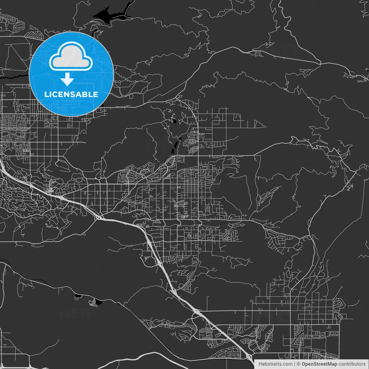 Yucaipa, California - Area Map - Dark