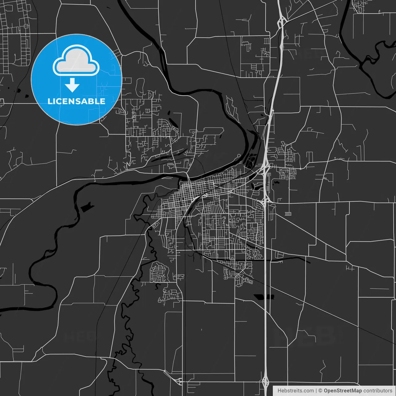 Albany, Oregon - Area Map - Dark