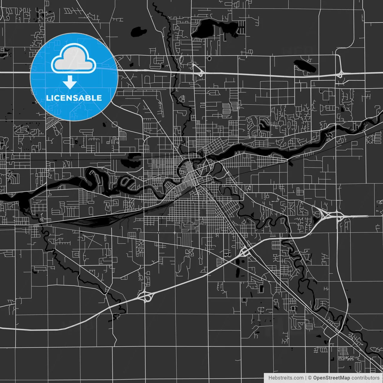 Elkhart, Indiana - Area Map - Dark