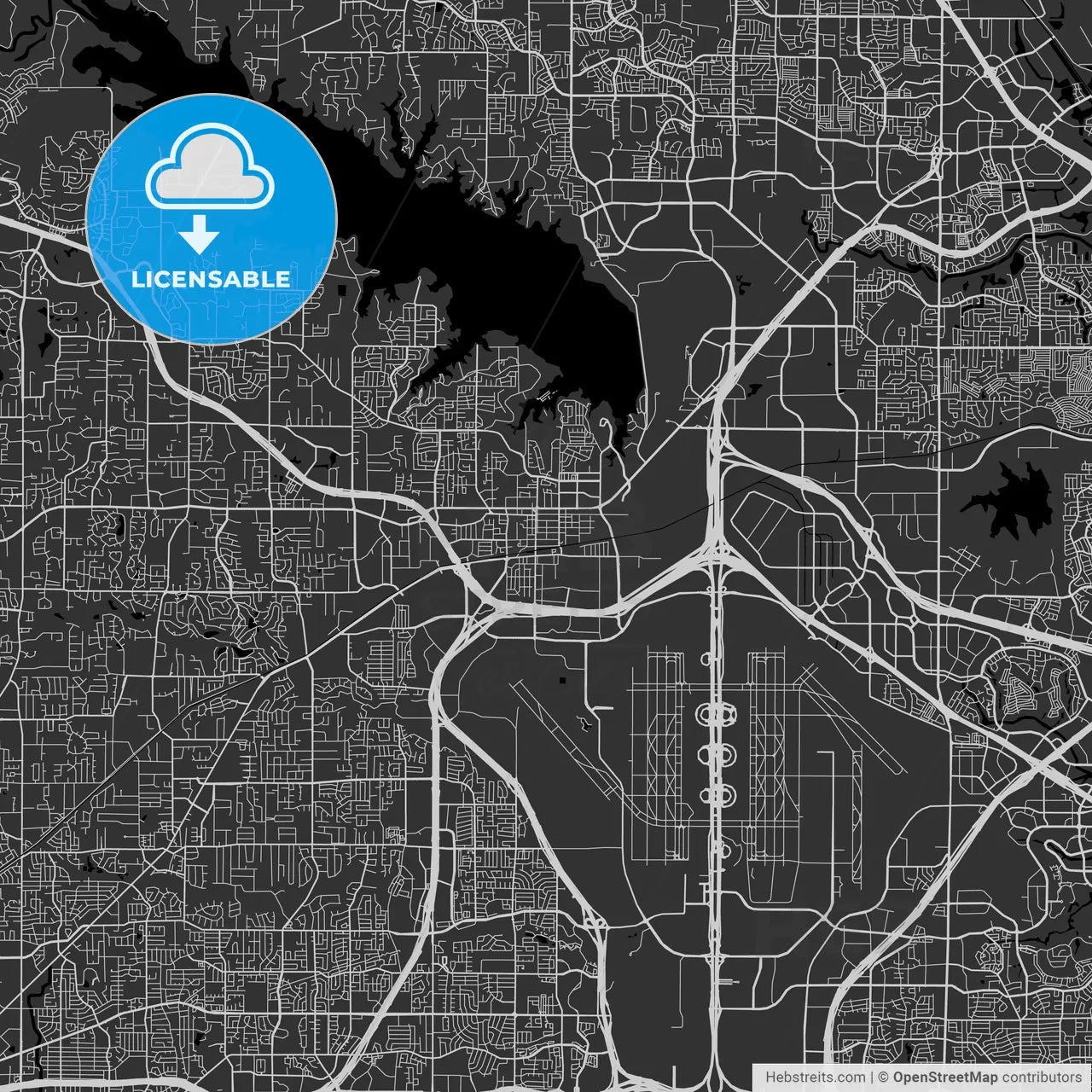 Grapevine, Texas - Area Map - Dark