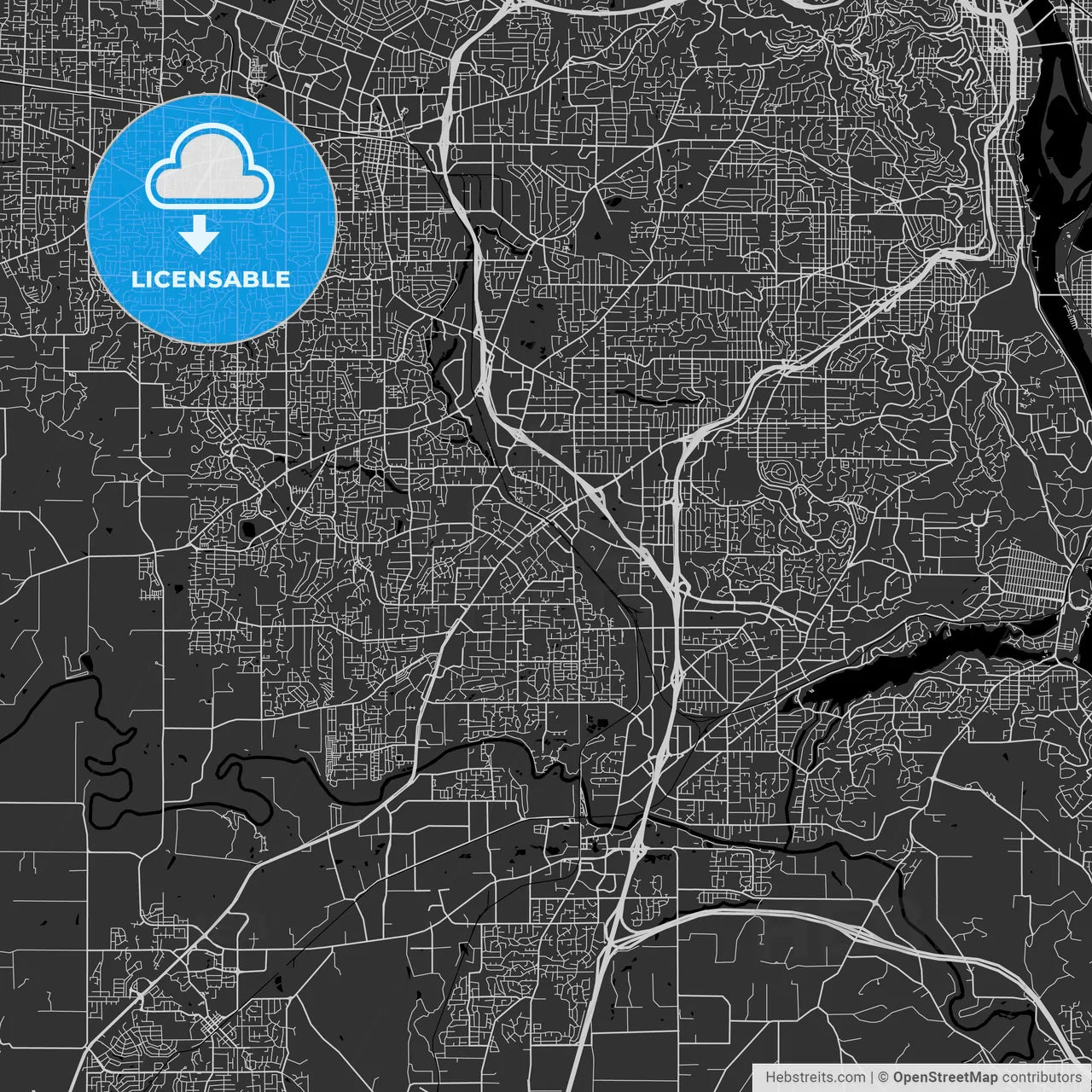 Tigard, Oregon - Area Map - Dark