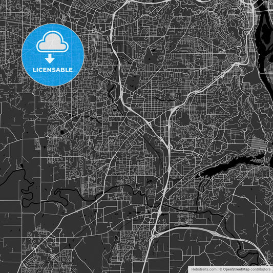 Tigard, Oregon - Area Map - Dark