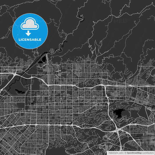 Glendora, California - Area Map - Dark