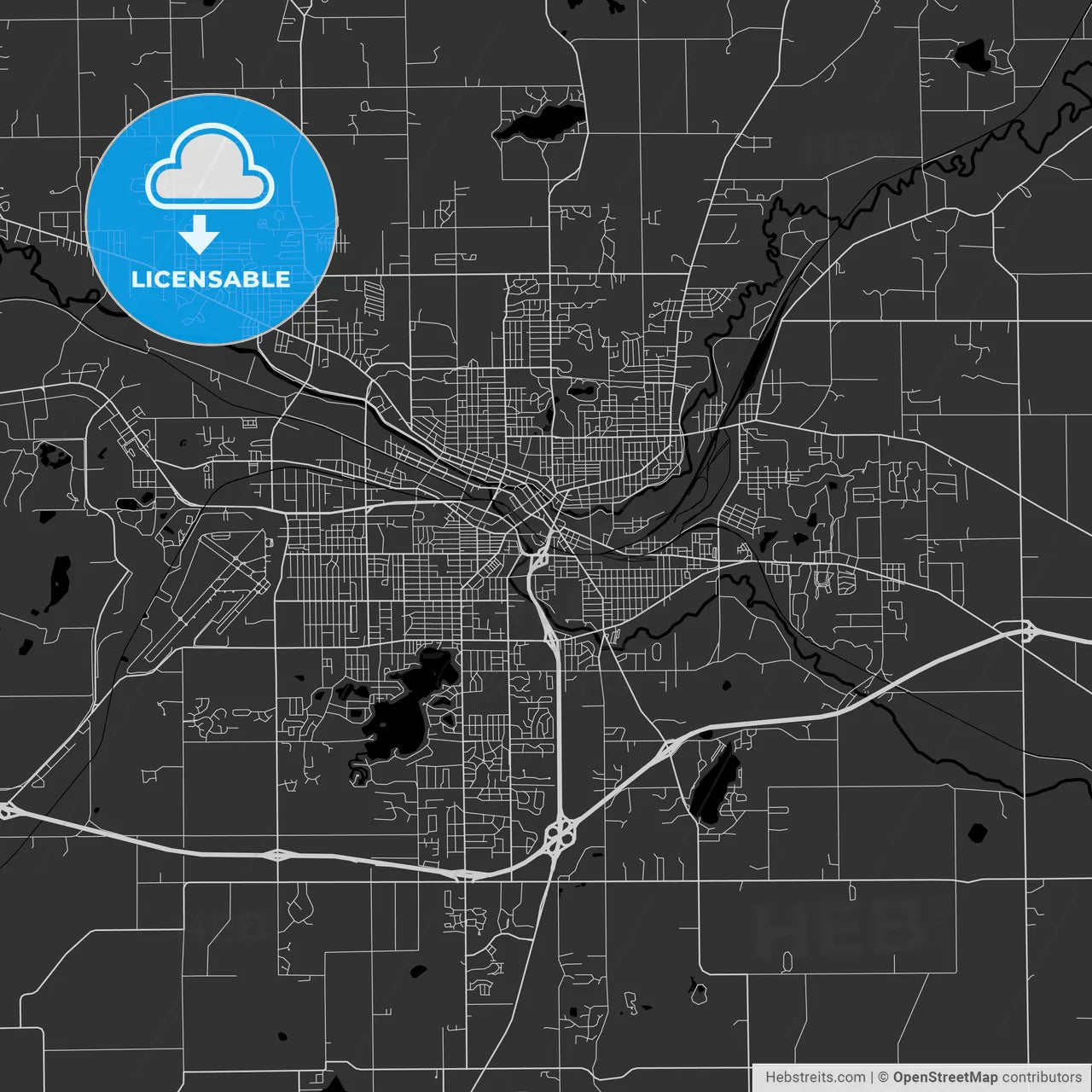 Battle Creek, Michigan - Area Map - Dark