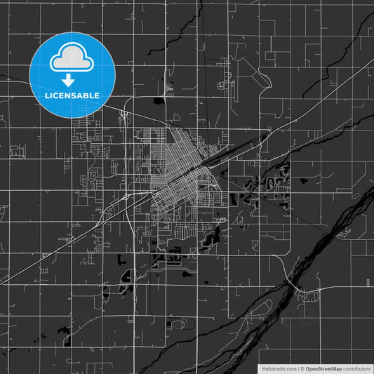 Grand Island, Nebraska - Area Map - Dark