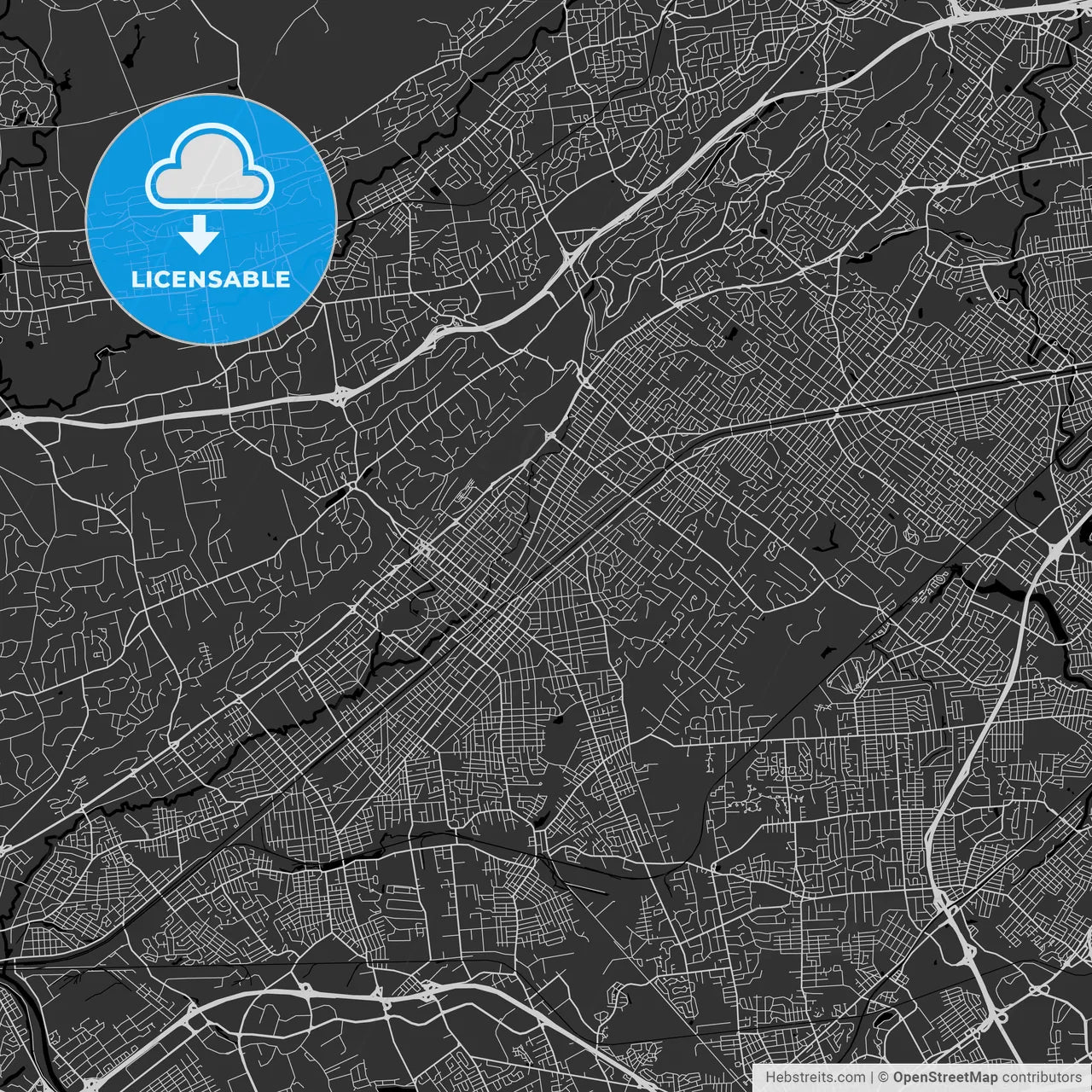 Plainfield, New Jersey - Area Map - Dark