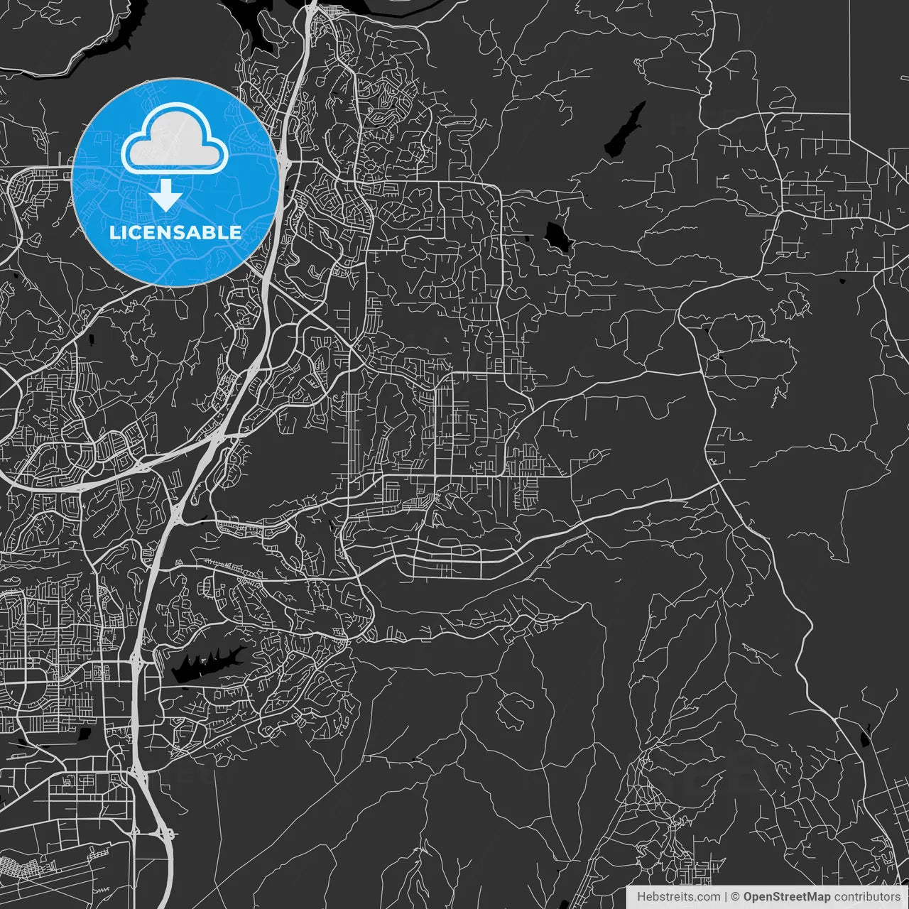 Poway Driving Test Routes Map Poway, California - Area Map - Dark – HEBSTREITS