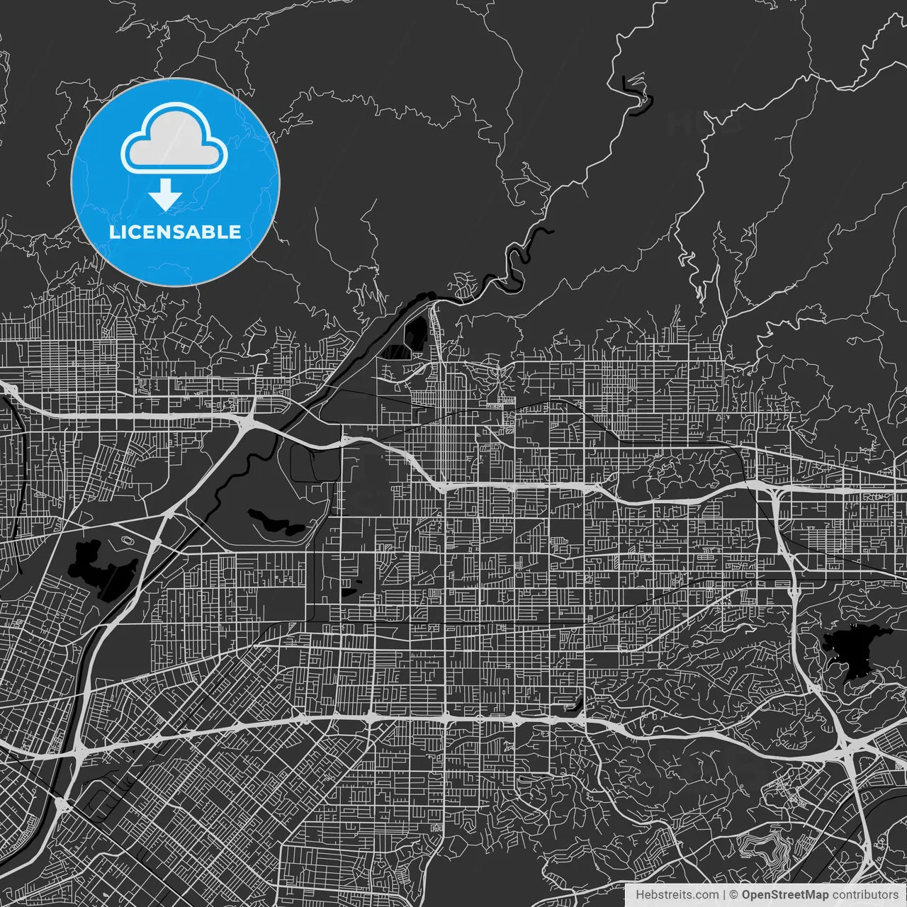 Azusa, California - Area Map - Dark