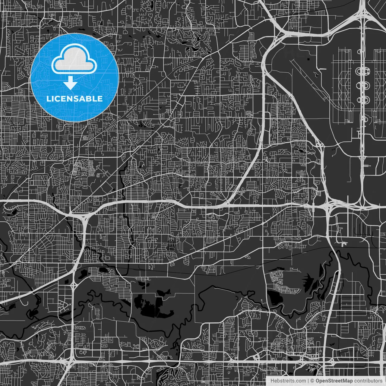 Bedford, Texas - Area Map - Dark