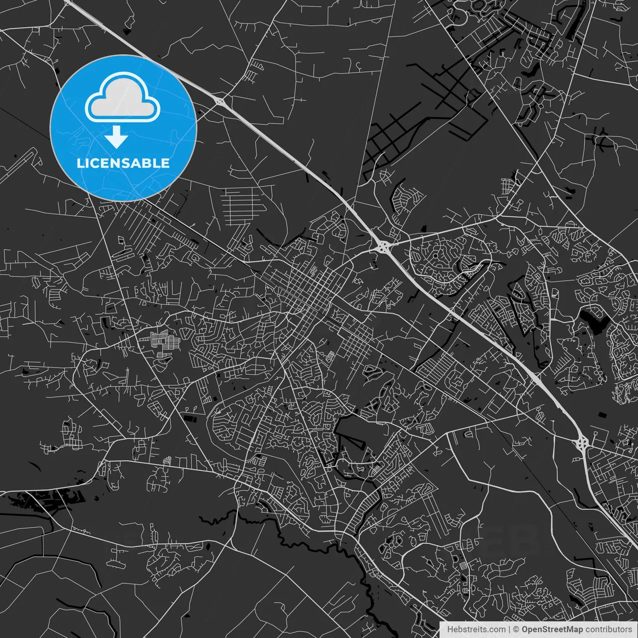 Summerville, South Carolina - Area Map - Dark