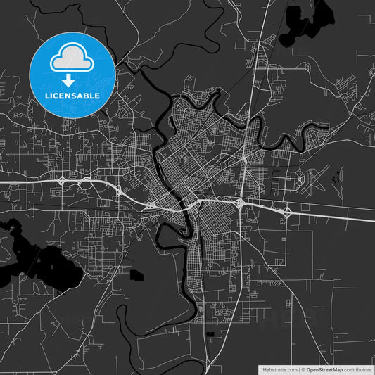 Monroe, Louisiana - Area Map - Dark