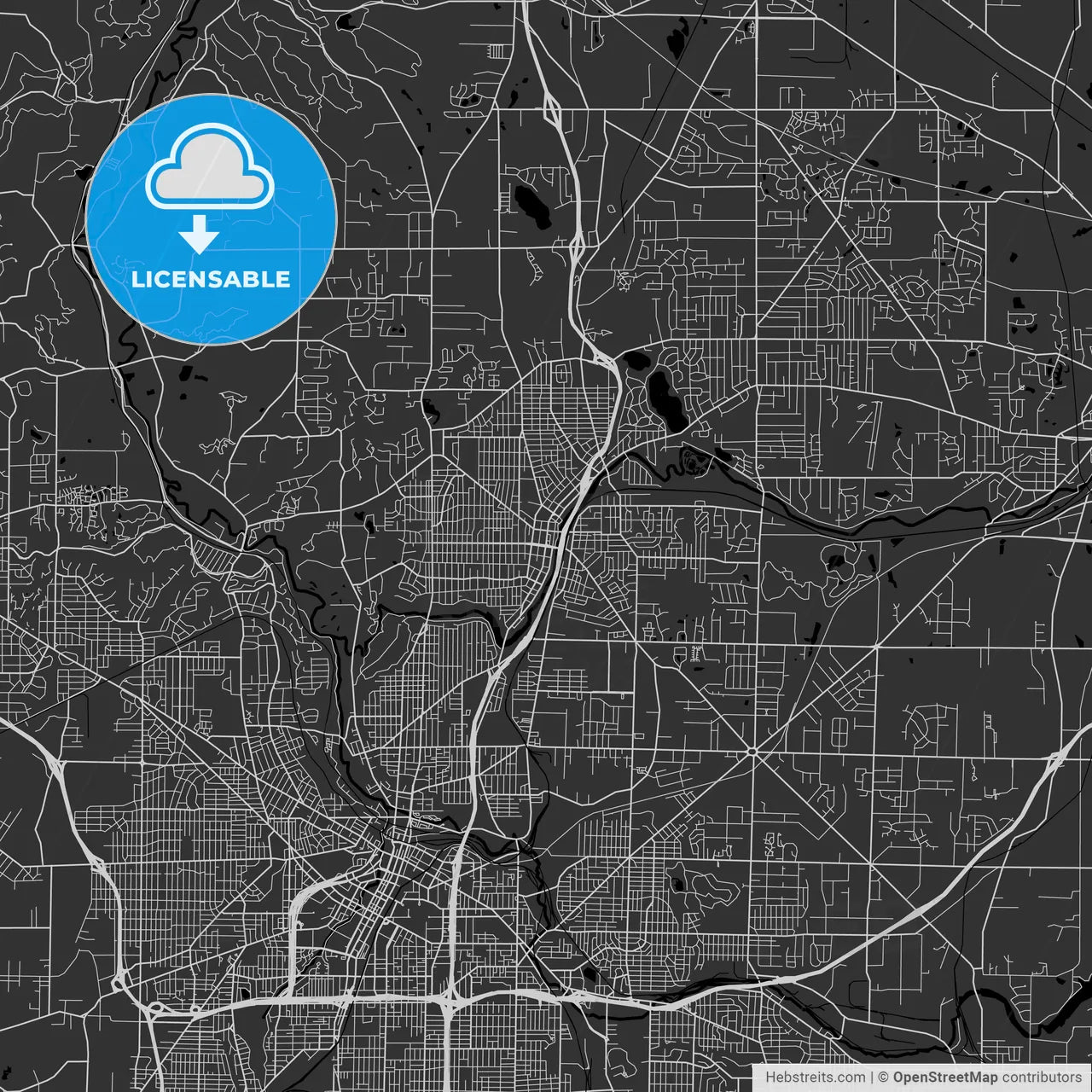 Cuyahoga Falls, Ohio - Area Map - Dark