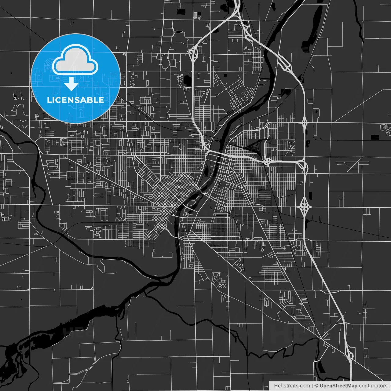 Saginaw, Michigan - Area Map - Dark
