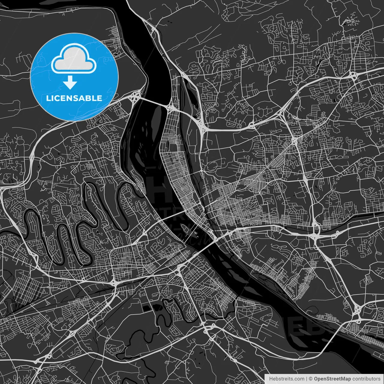 Harrisburg, Pennsylvania - Area Map - Dark