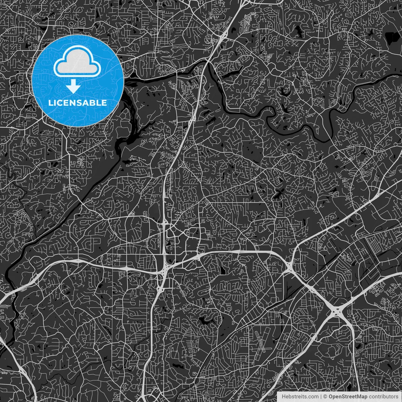 Dunwoody, Georgia - Area Map - Dark