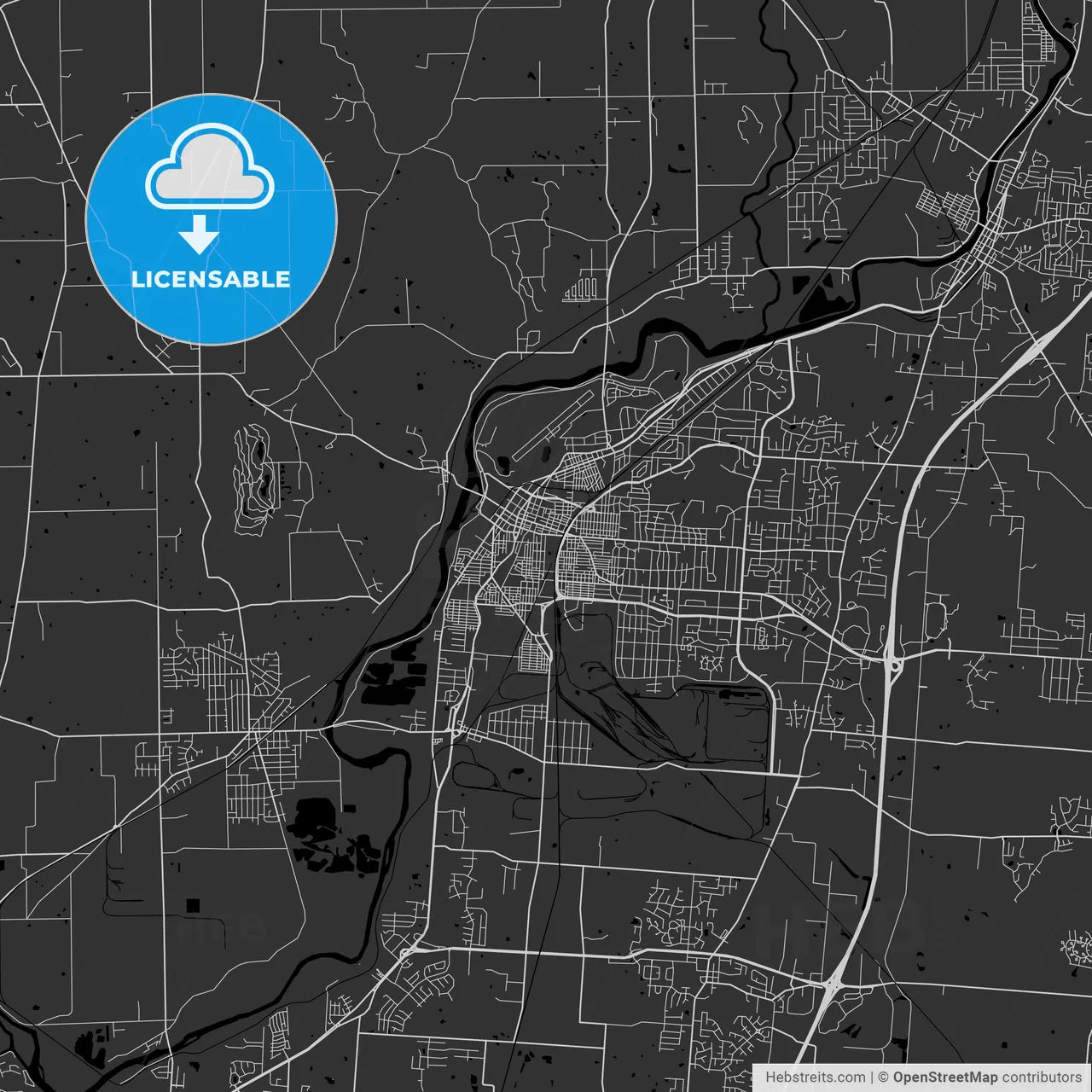 Middletown, Ohio - Area Map - Dark