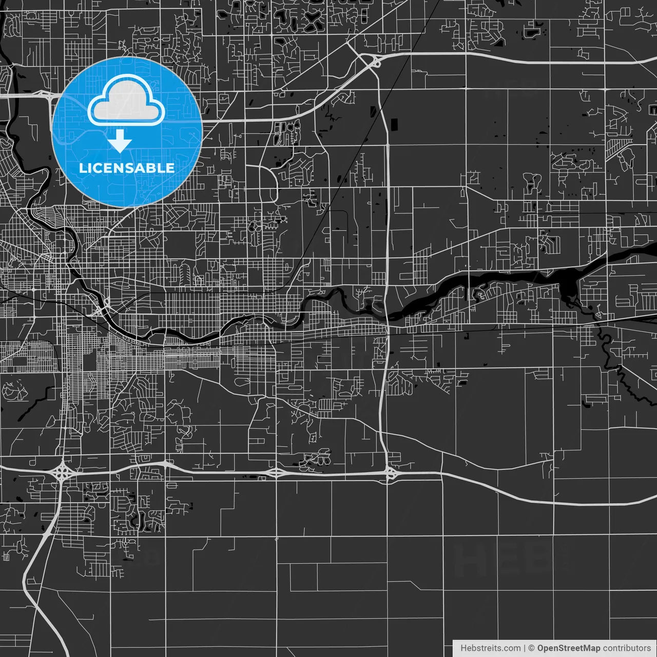 Mishawaka, Indiana - Area Map - Dark