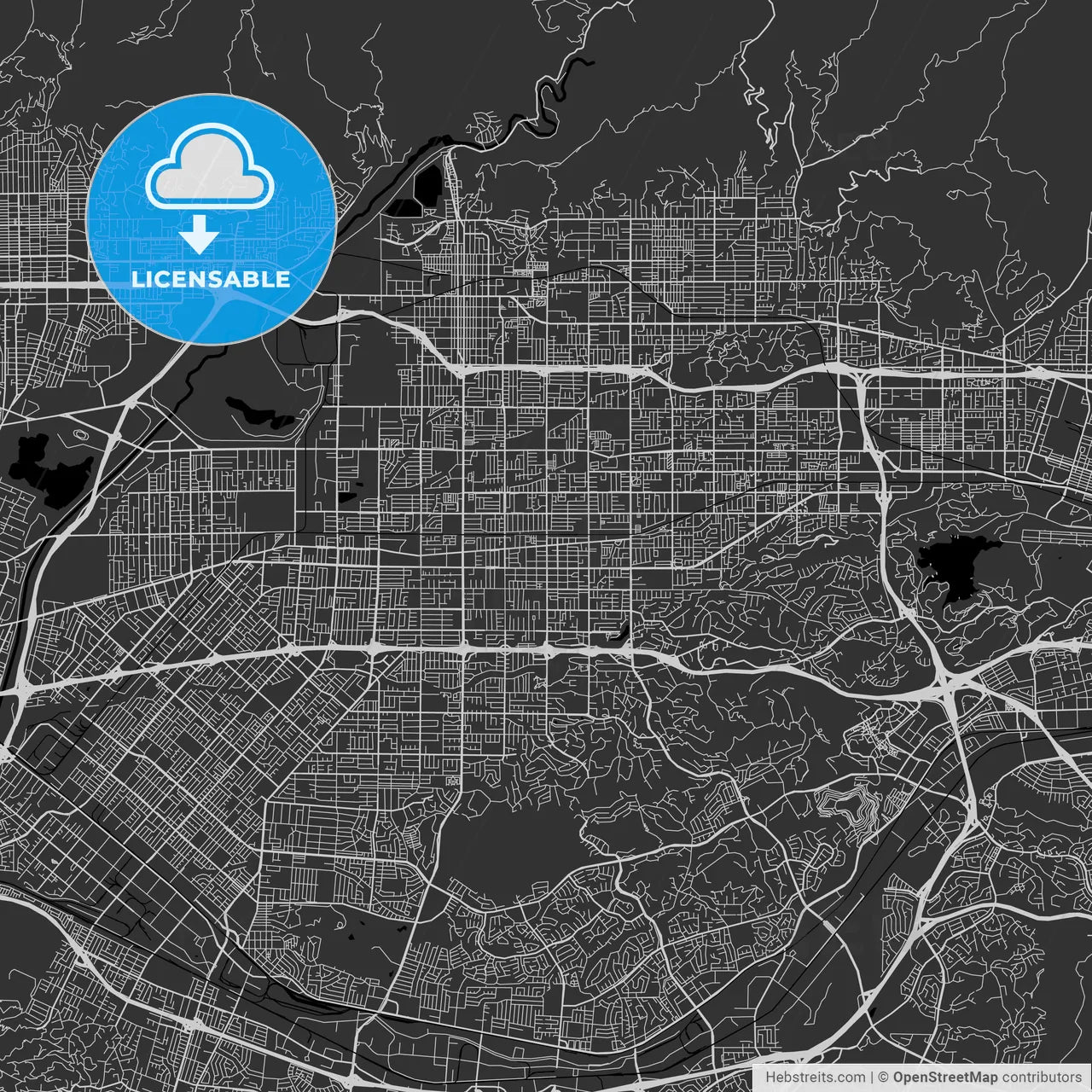 Covina, California - Area Map - Dark