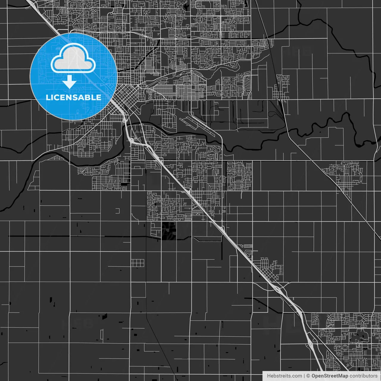 Ceres, California - Area Map - Dark