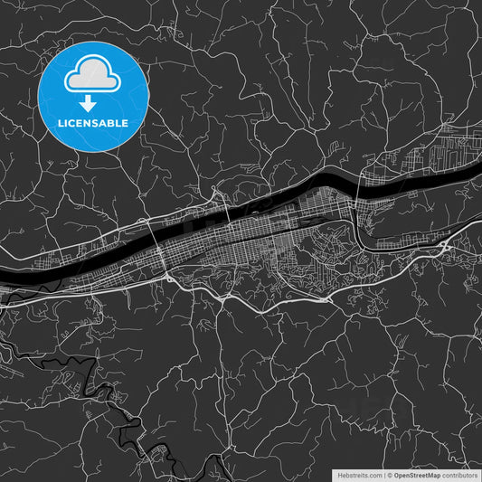 Huntington, West Virginia - Area Map - Dark
