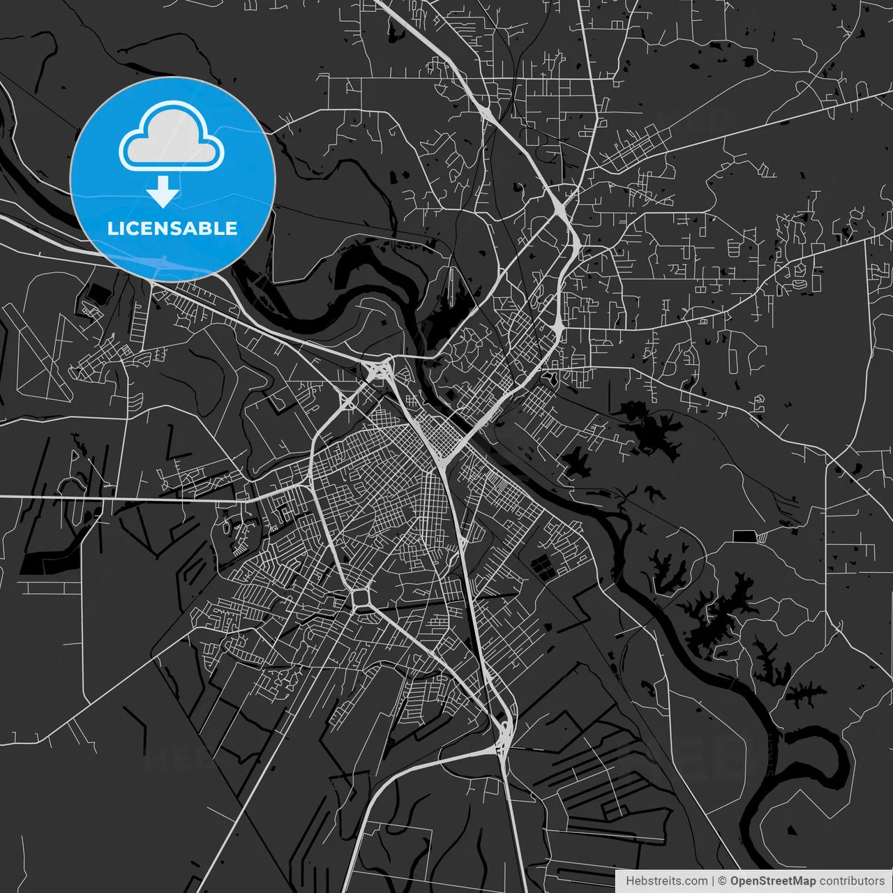 Alexandria, Louisiana - Area Map - Dark