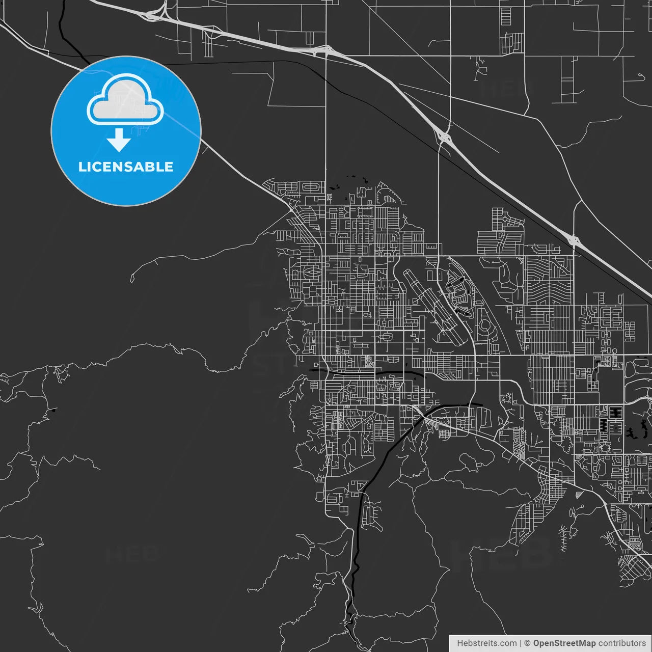 Palm Springs, California - Area Map - Dark