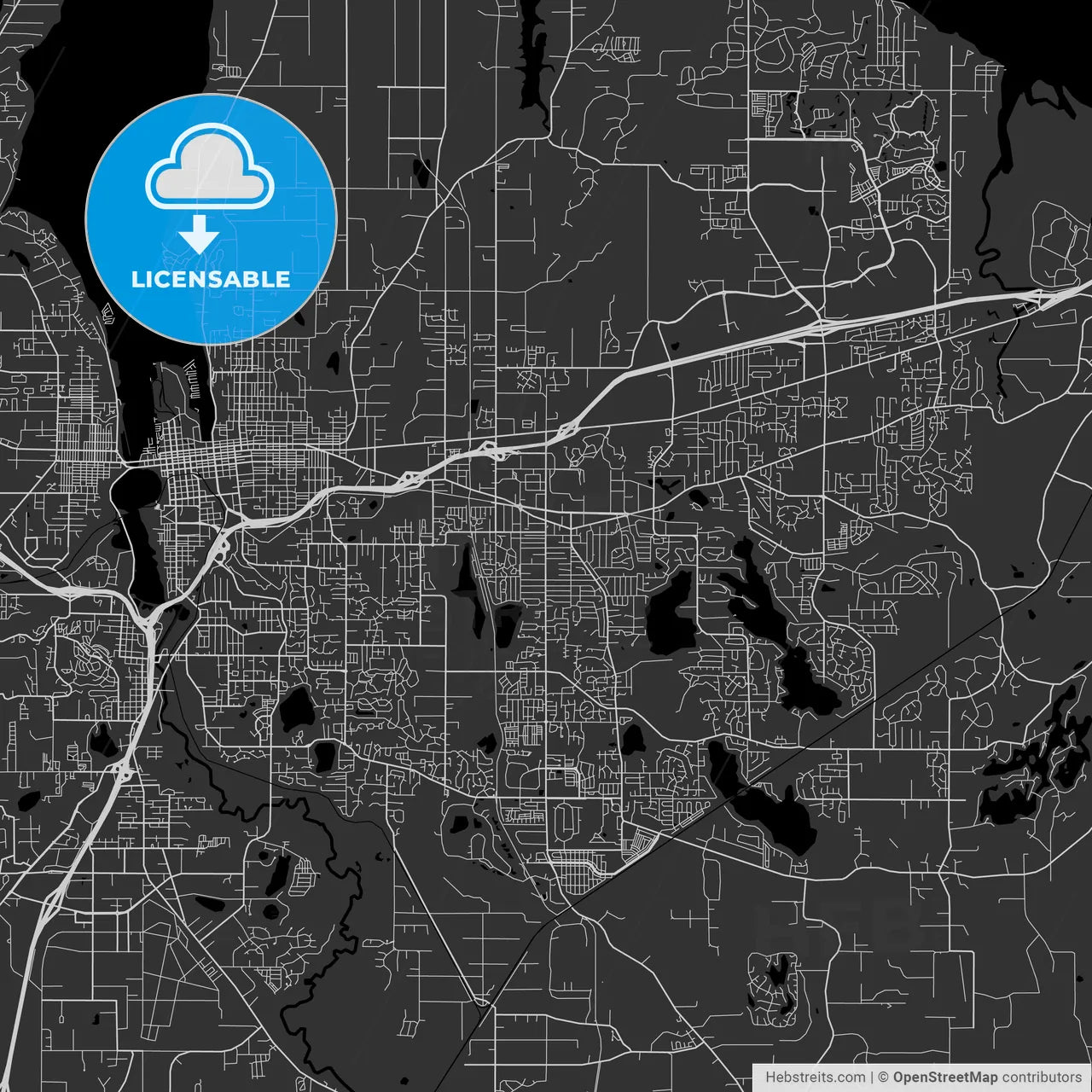 Lacey, Washington - Area Map - Dark