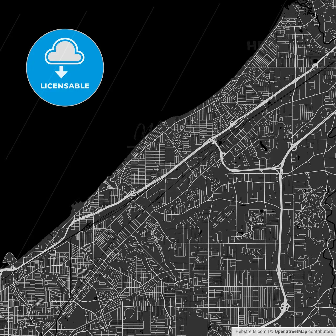 Euclid, Ohio - Area Map - Dark