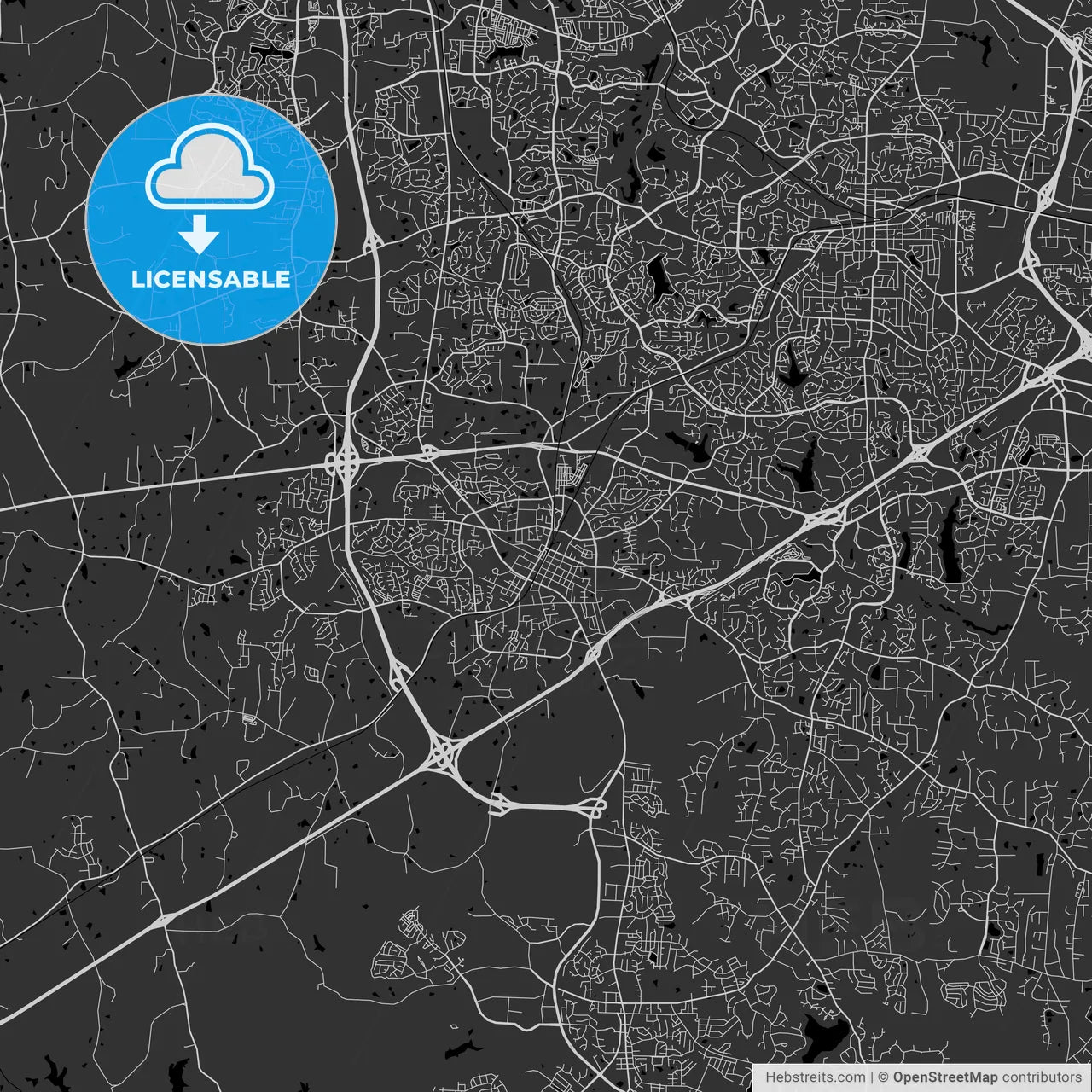 Apex, North Carolina - Area Map - Dark