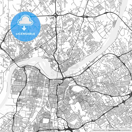 Jeffersonville, Indiana - Area Map - Light