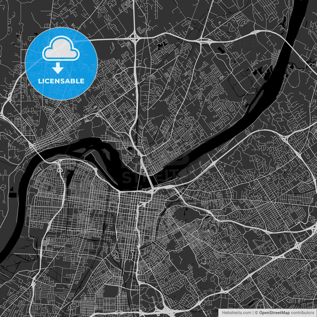 Jeffersonville, Indiana - Area Map - Dark