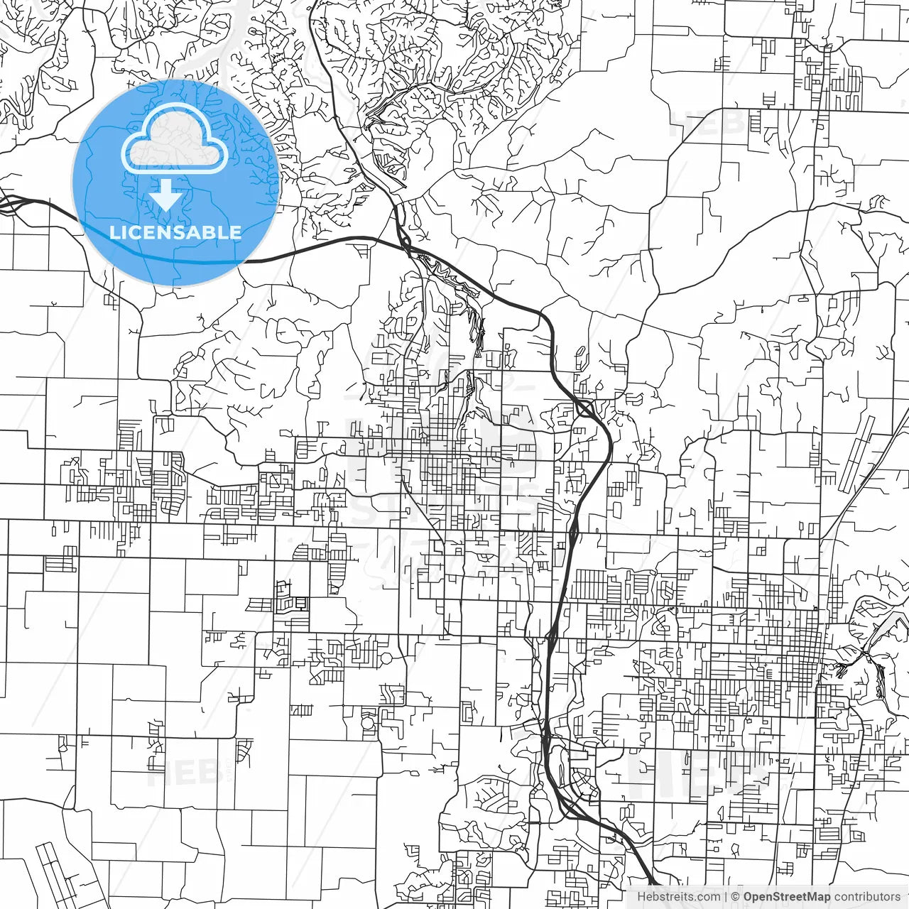 Bentonville, Arkansas - Area Map - Light