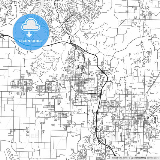 Bentonville, Arkansas - Area Map - Light