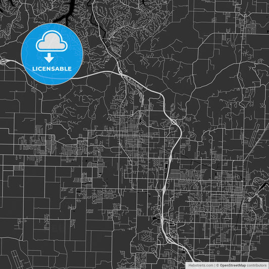 Bentonville, Arkansas - Area Map - Dark