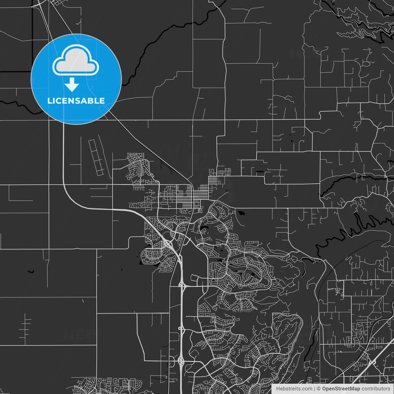 Lincoln, California - Area Map - Dark