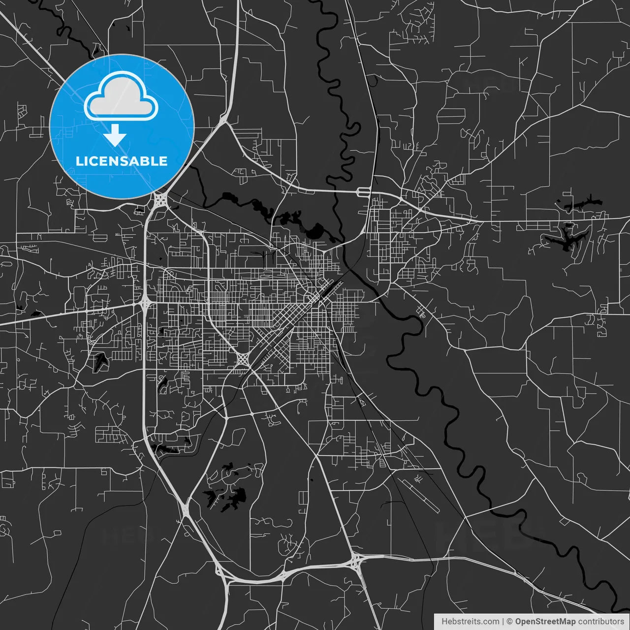 Hattiesburg, Mississippi - Area Map - Dark