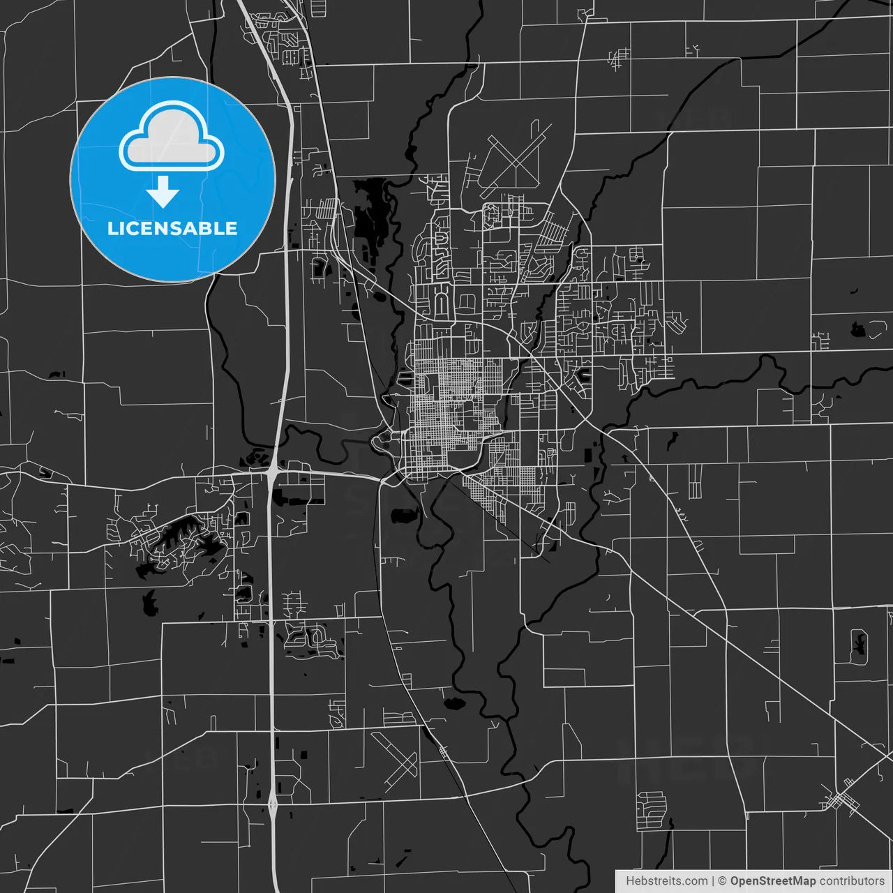 Columbus, Indiana - Area Map - Dark – HEBSTREITS
