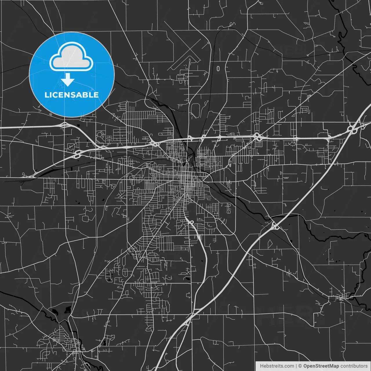 Mansfield, Ohio - Area Map - Dark