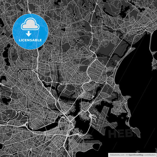 Everett, Massachusetts - Area Map - Dark