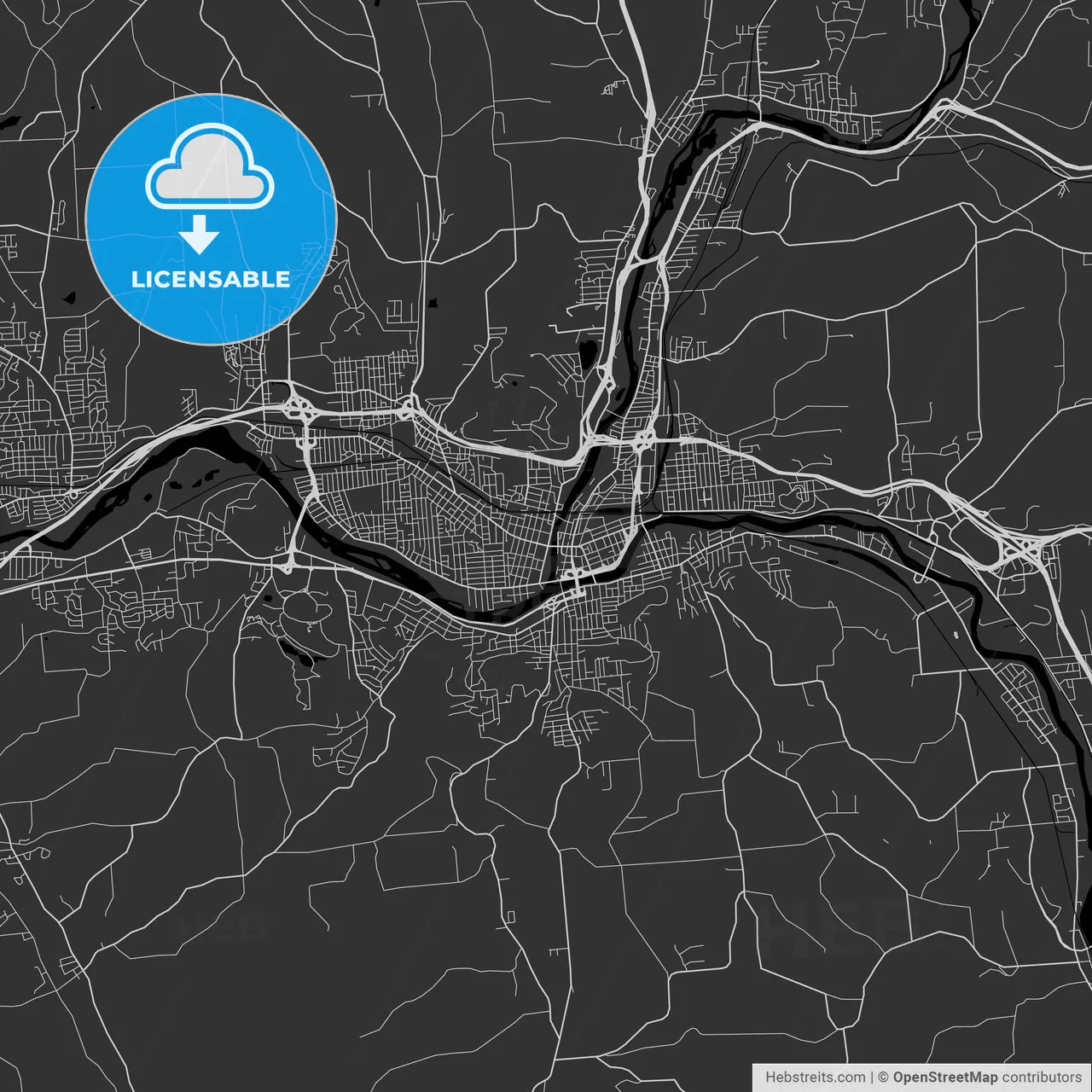 Binghamton, New York - Area Map - Dark