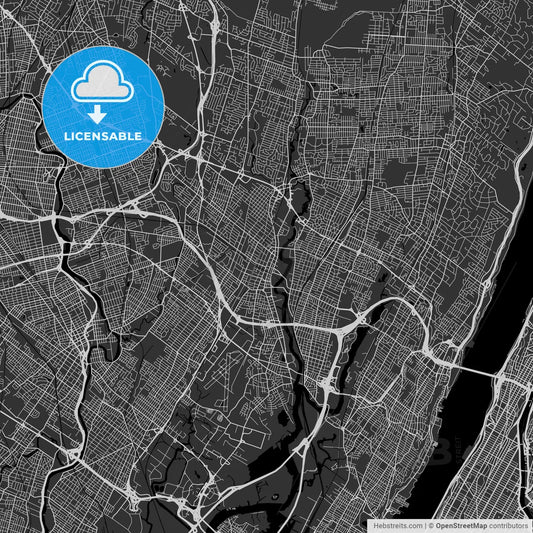 Hackensack, New Jersey - Area Map - Dark