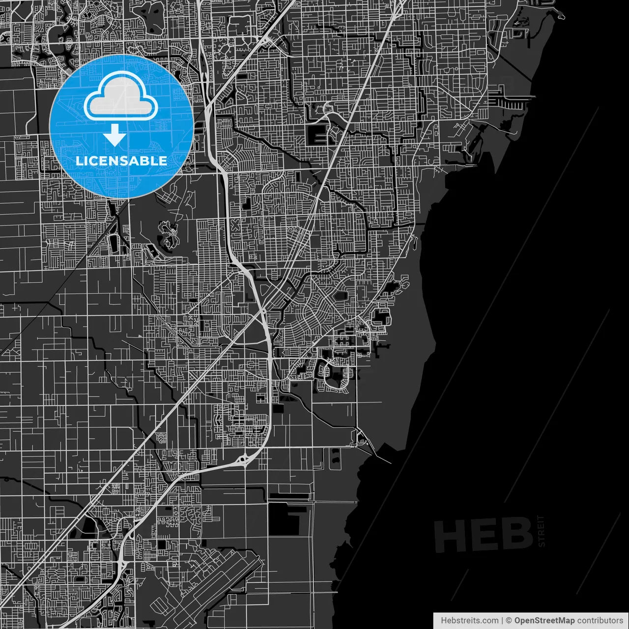 Cutler Bay, Florida - Area Map - Dark