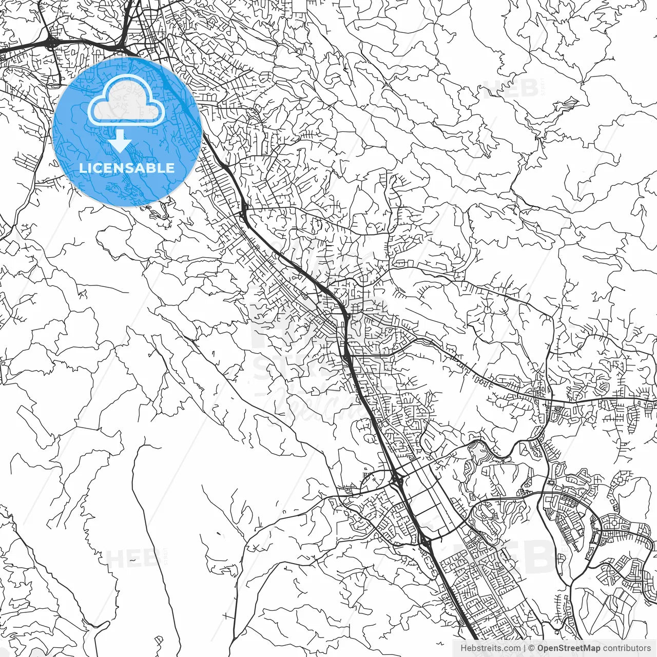 Danville, California - Area Map - Light