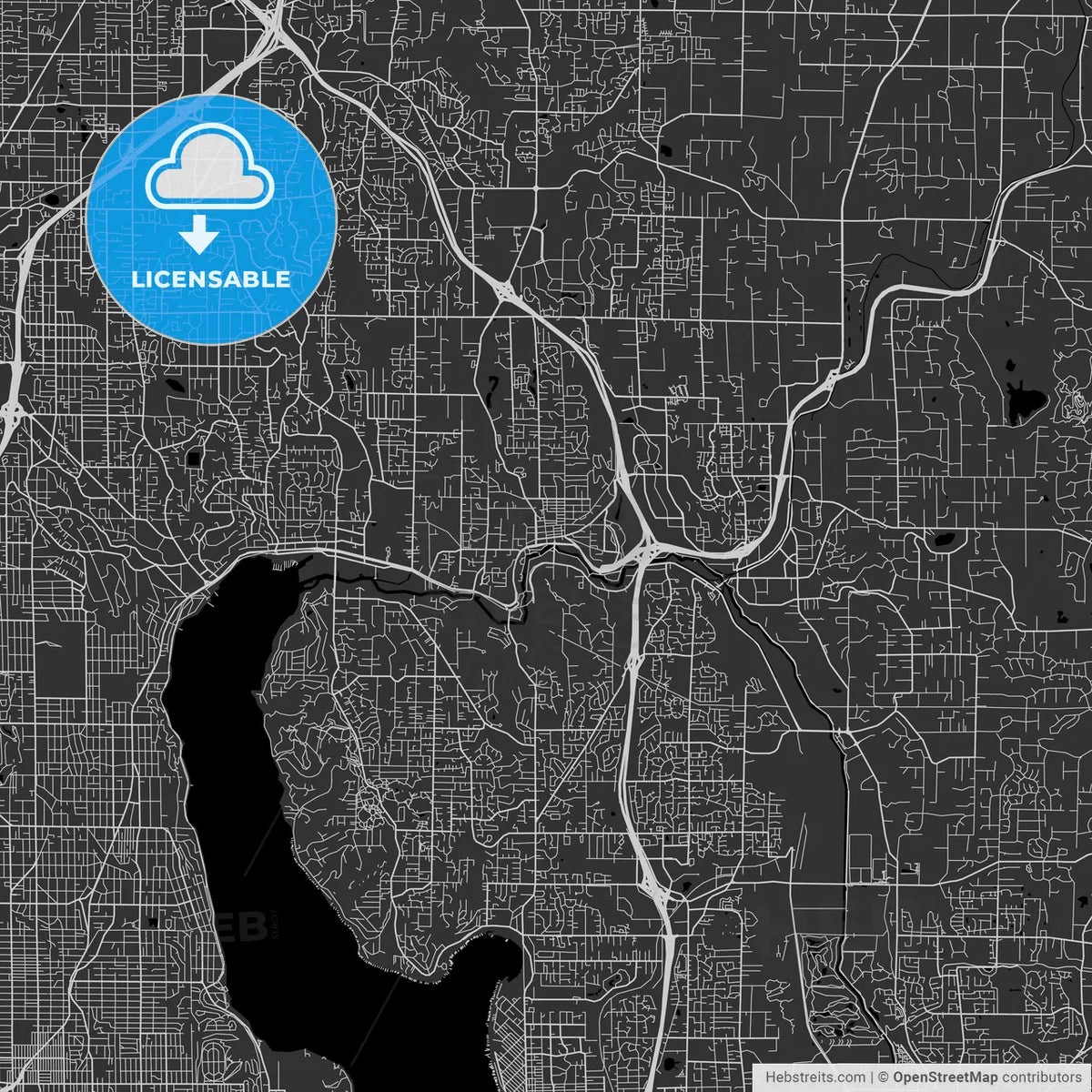 Bothell, Washington - Area Map - Dark – HEBSTREITS