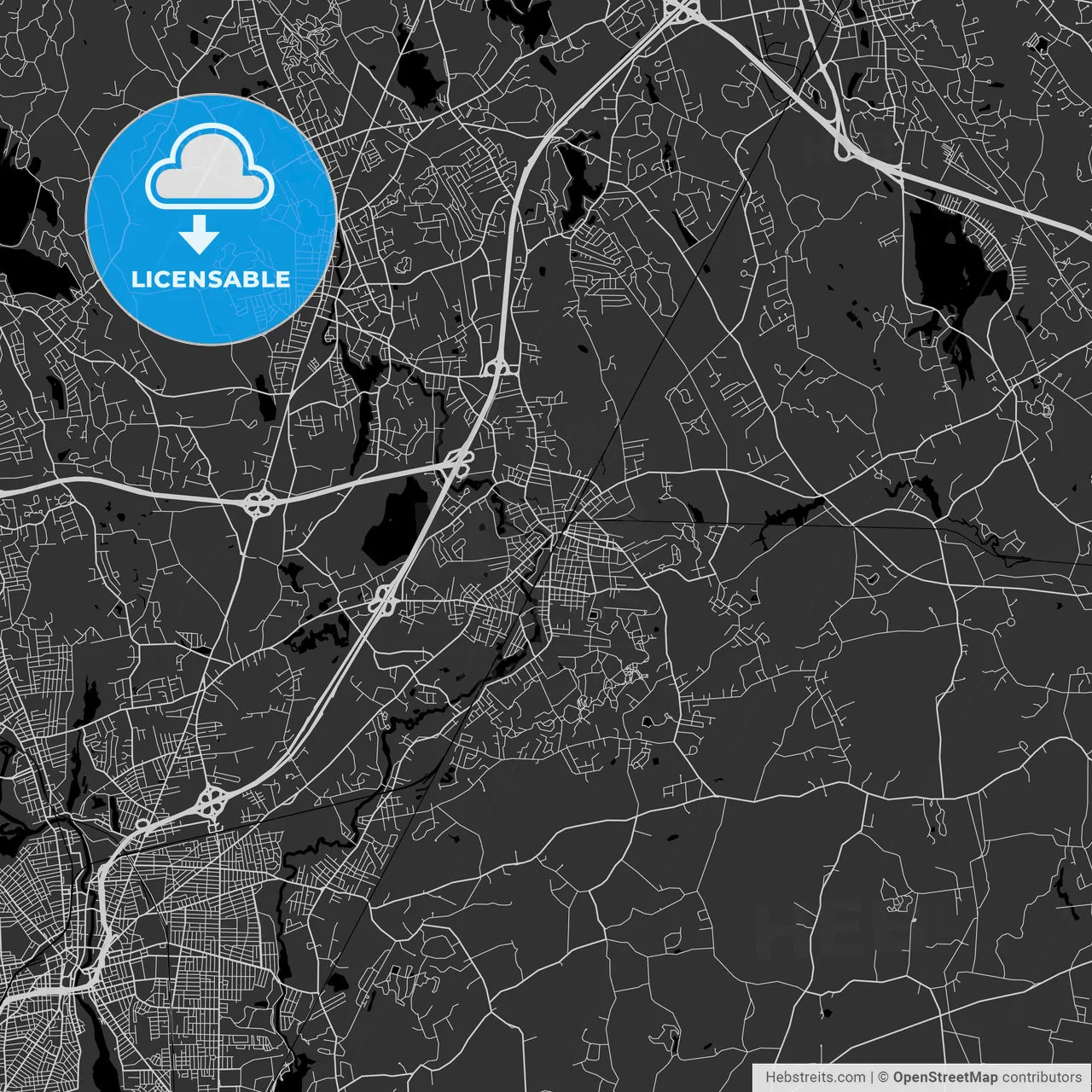 Attleboro, Massachusetts - Area Map - Dark