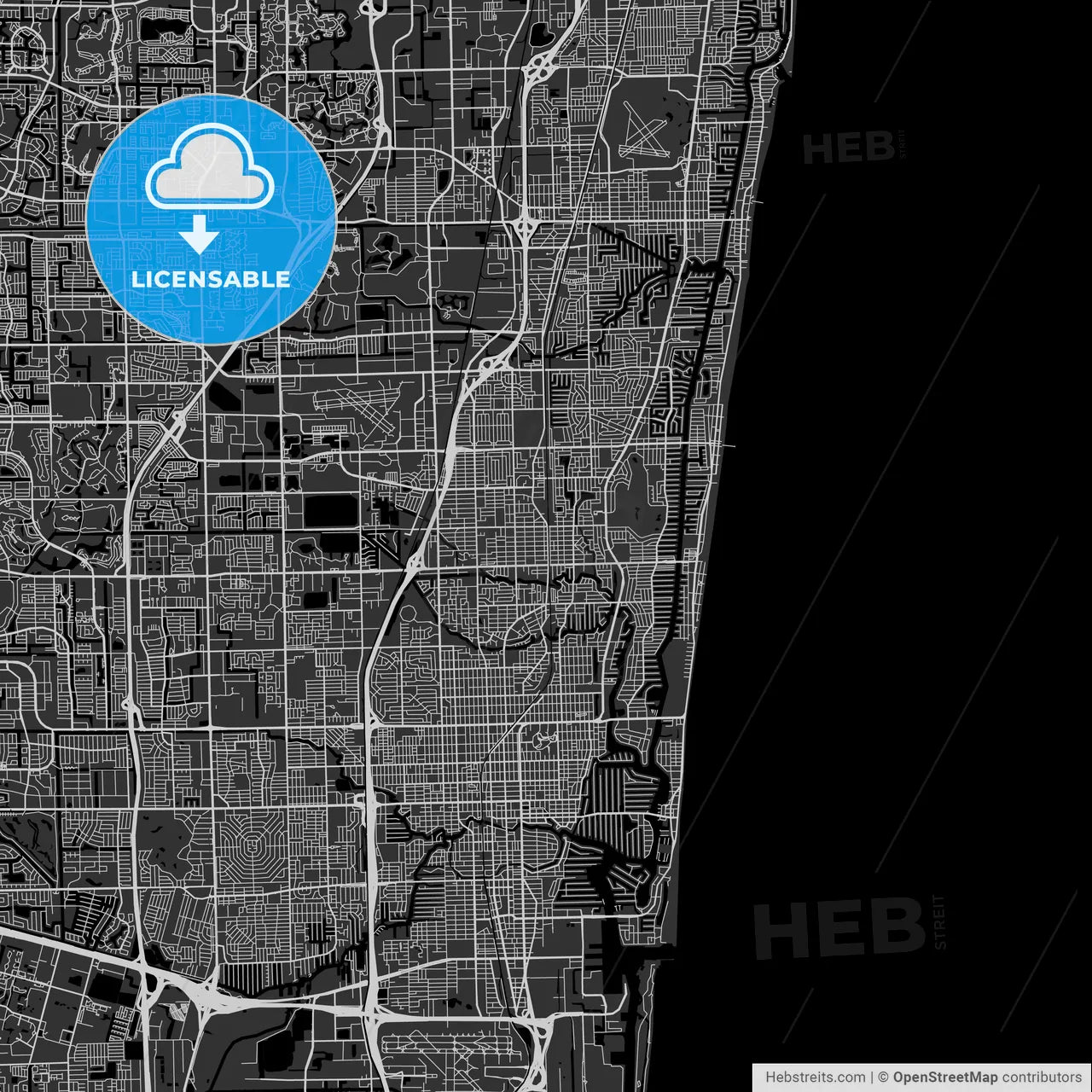 Oakland Park, Florida - Area Map - Dark