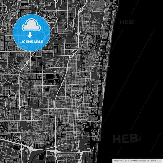 Oakland Park, Florida - Area Map - Dark