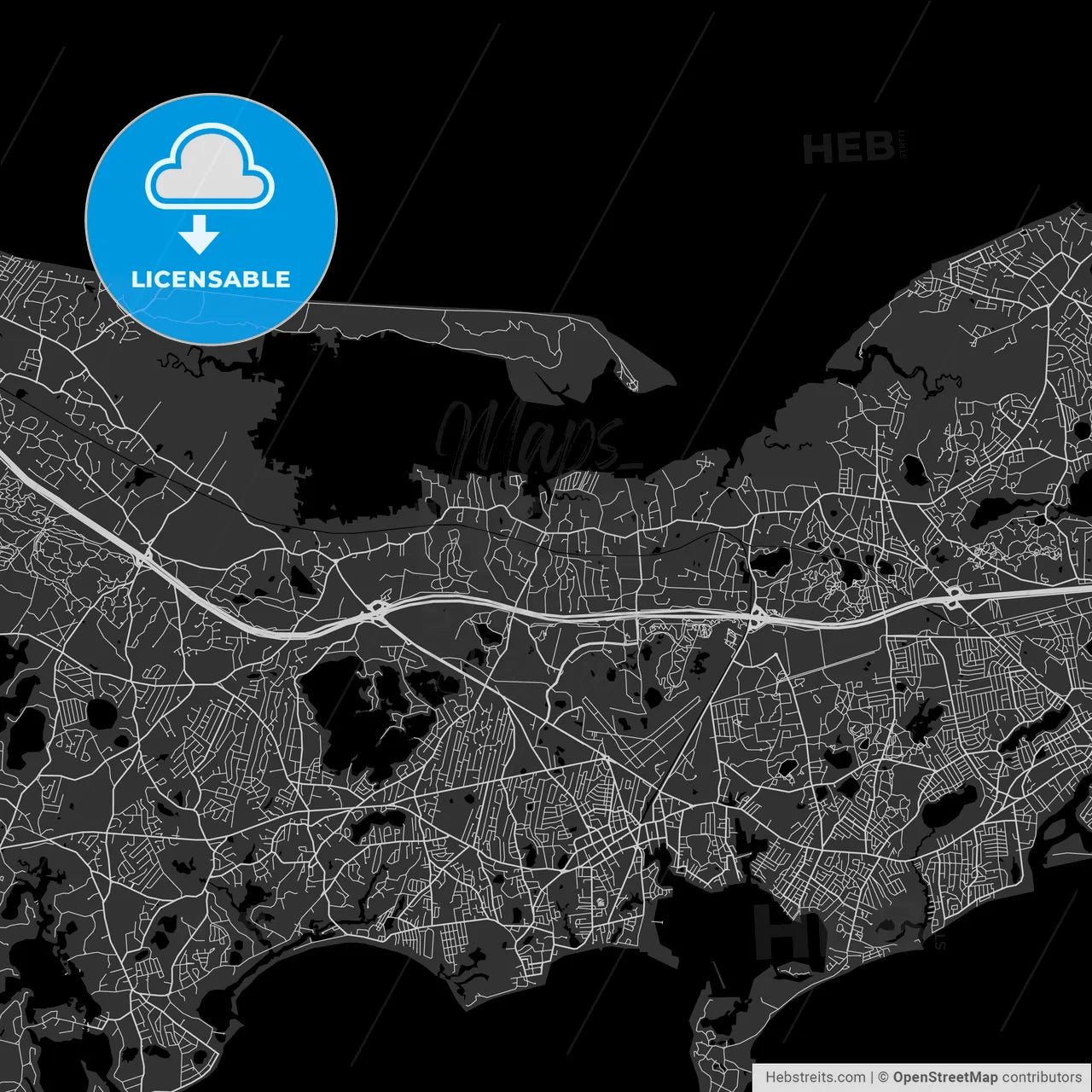 Barnstable Town, Massachusetts - Area Map - Dark